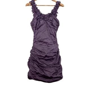 Stunning BCBGMAXAZRIA mini dress purple metallic dress silky bodycon wisteria 6